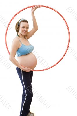 Pregnant woman and hula hoop