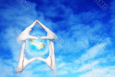 planet in hands