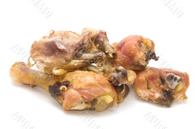 chicken leg on white
