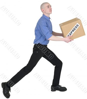 Man holding cardboard box