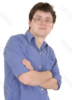 Skeptic male portrait in spectacles