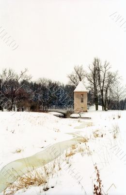 Tower in winter day