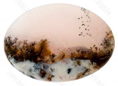 Cut of a natural stone with an landscape from crystals