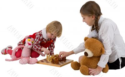 Girls play chess