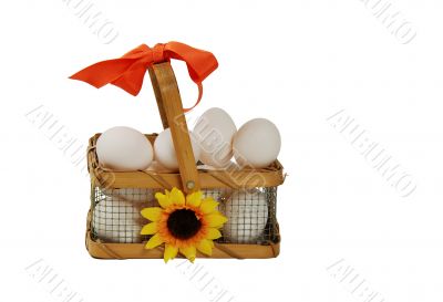 Wire basket of eggs