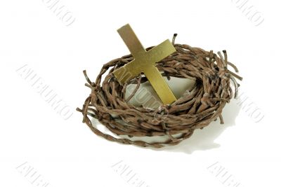 Golden cross and thorns