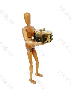 Person giving a golden box