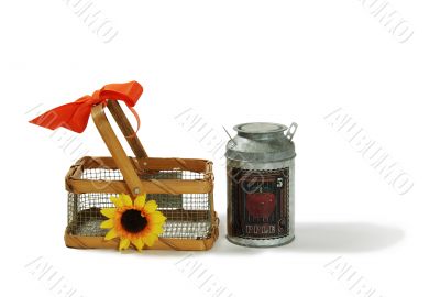 Country Basket and Milk Tin