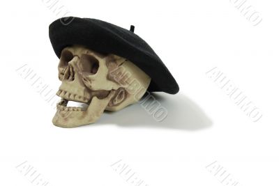Black Beret on a skull
