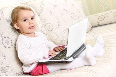 Small girl with laptop