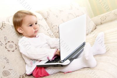 Small girl with laptop