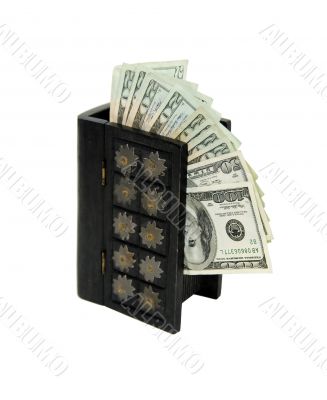 Money in wooden book