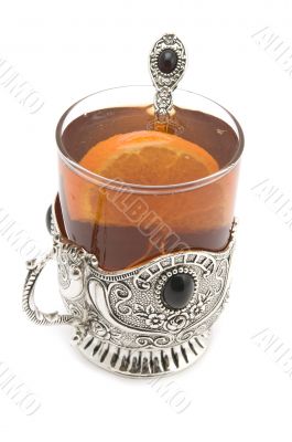 cup of tea on white background