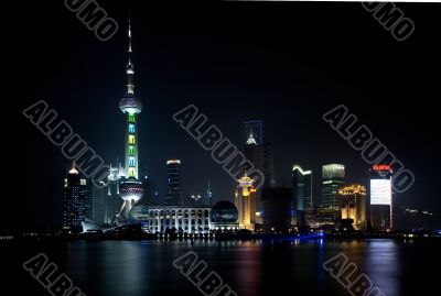 shanghai skyline by night