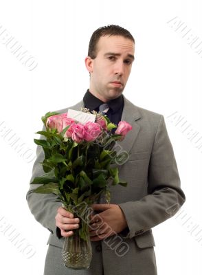Sad Man With Flowers