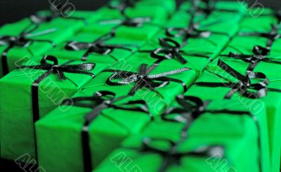 green gift boxes