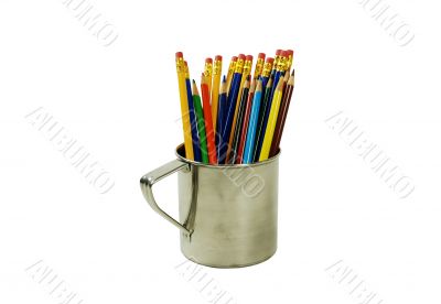 Colorful Pencils in a tin