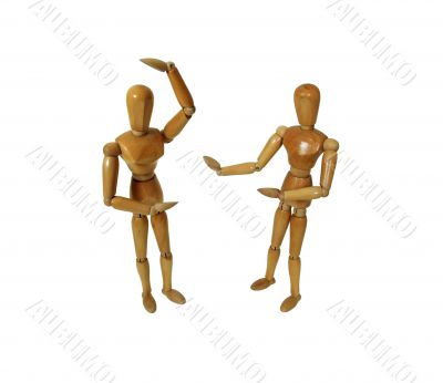 Person presenting another goofing off