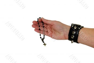Leather and Spikes and rosary