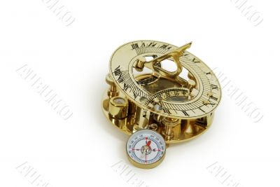Brass Sundial and compass