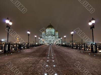 Cathedral of Christ the Saviour in Moscow night view from the br