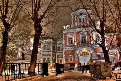 Old medieval house of csar sexton in Moscow. Russia. Night view.