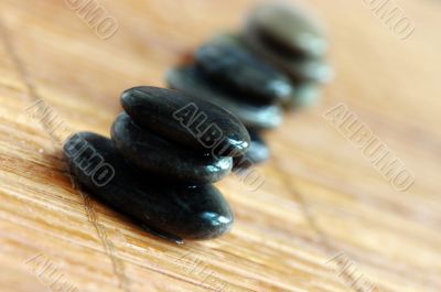 shiny zen stones with water