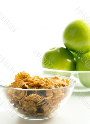 cornflakes and green apples