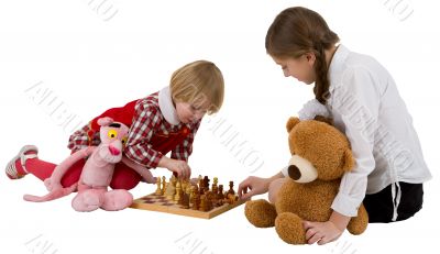 Girls play chess