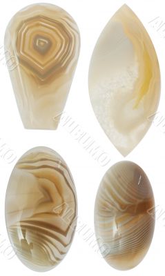 Polished stones with an abstract crystals