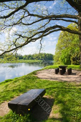 Tables at river