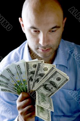 Portrait man with money