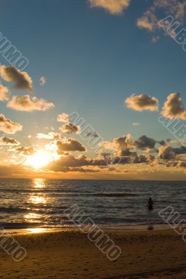 Sunset, sea and silhouette