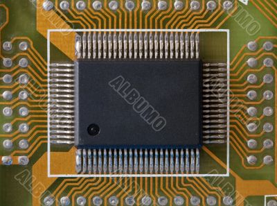 Microphoto of an integrated microcircuit