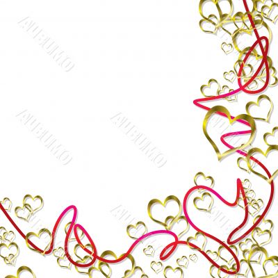 gold heart ribbon shadow