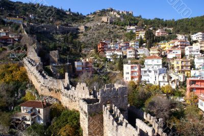 Alanya castle and houses