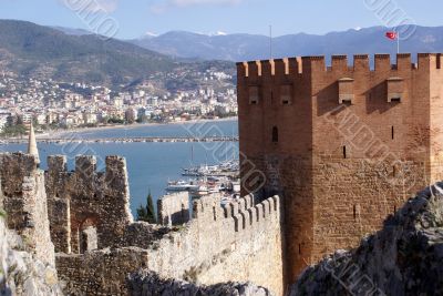 Red tower and port