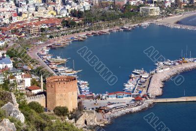 Red tower and port