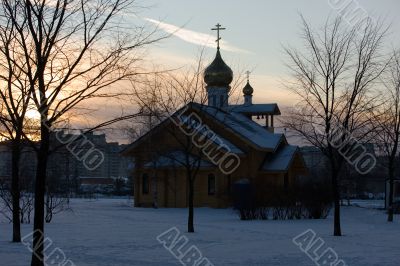 church at sunset