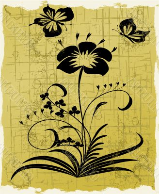 Vector grunge abstract floral background