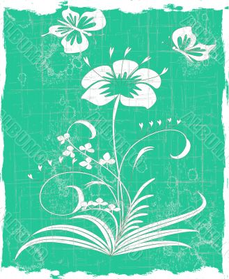 Vector grunge abstract floral background