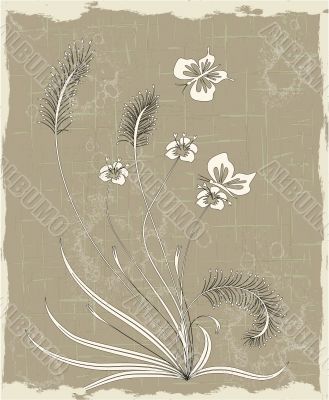 Vector grunge abstract floral background