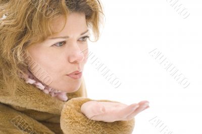 woman on white close up