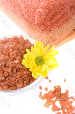 salt, towels and flower