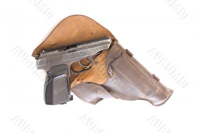 pistol in the holster