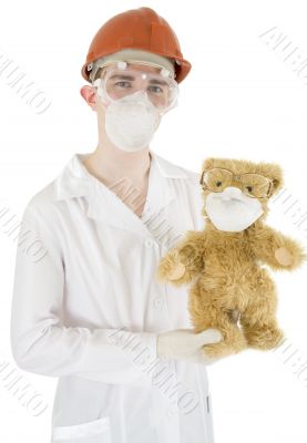 Scientist with bear