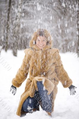 woman in the winter park