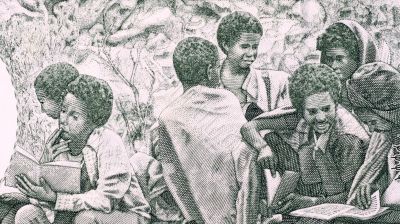 Children in bush school