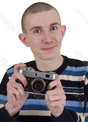 Young man with camera