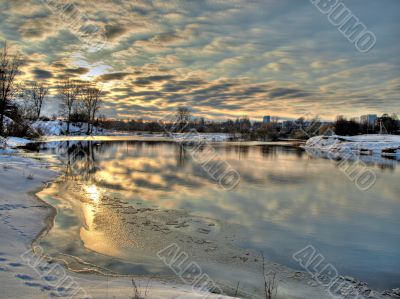 Sundown on river